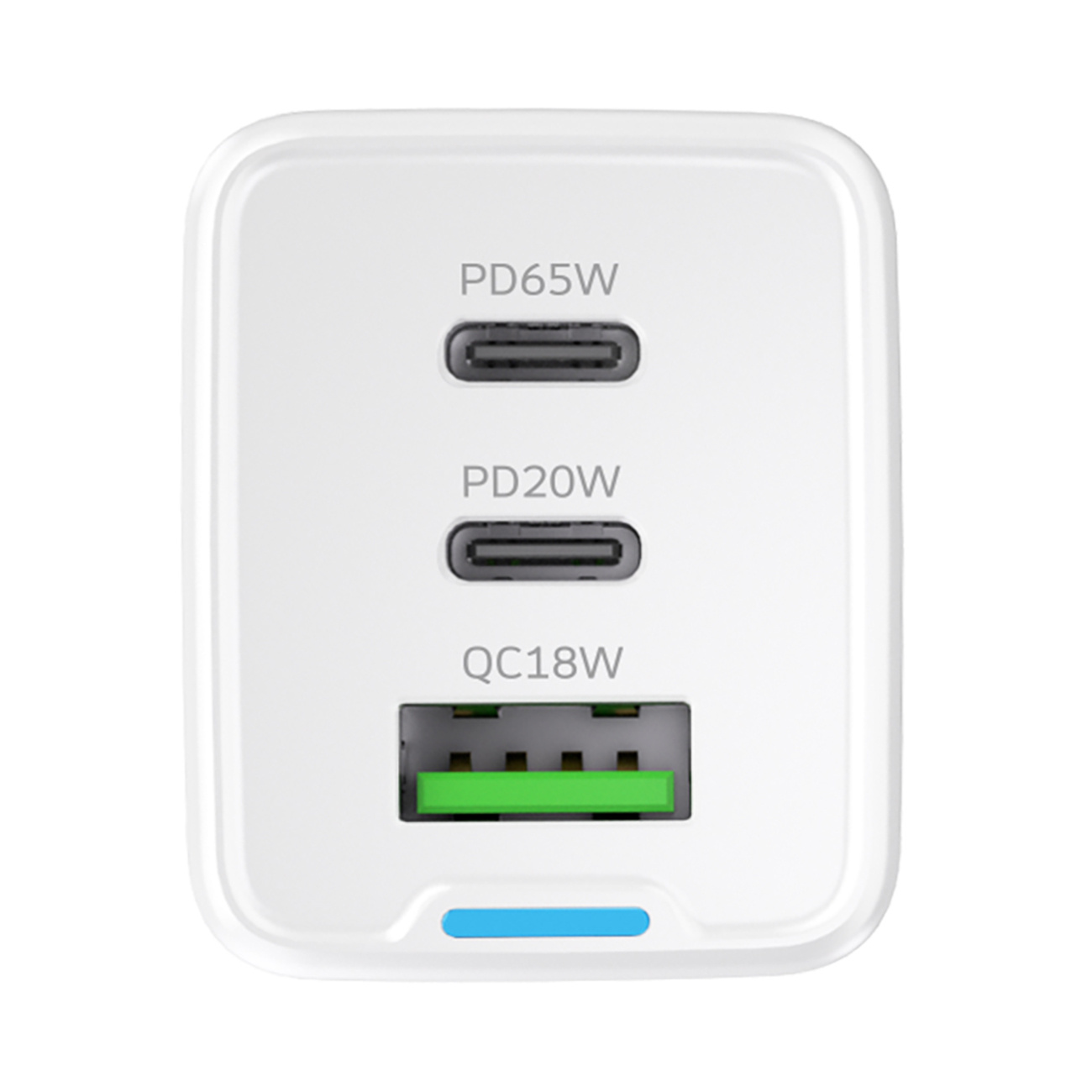 Ładowarka sieciowa GaN USB-A USB-C z kablem USB-C 65W - biała (4)