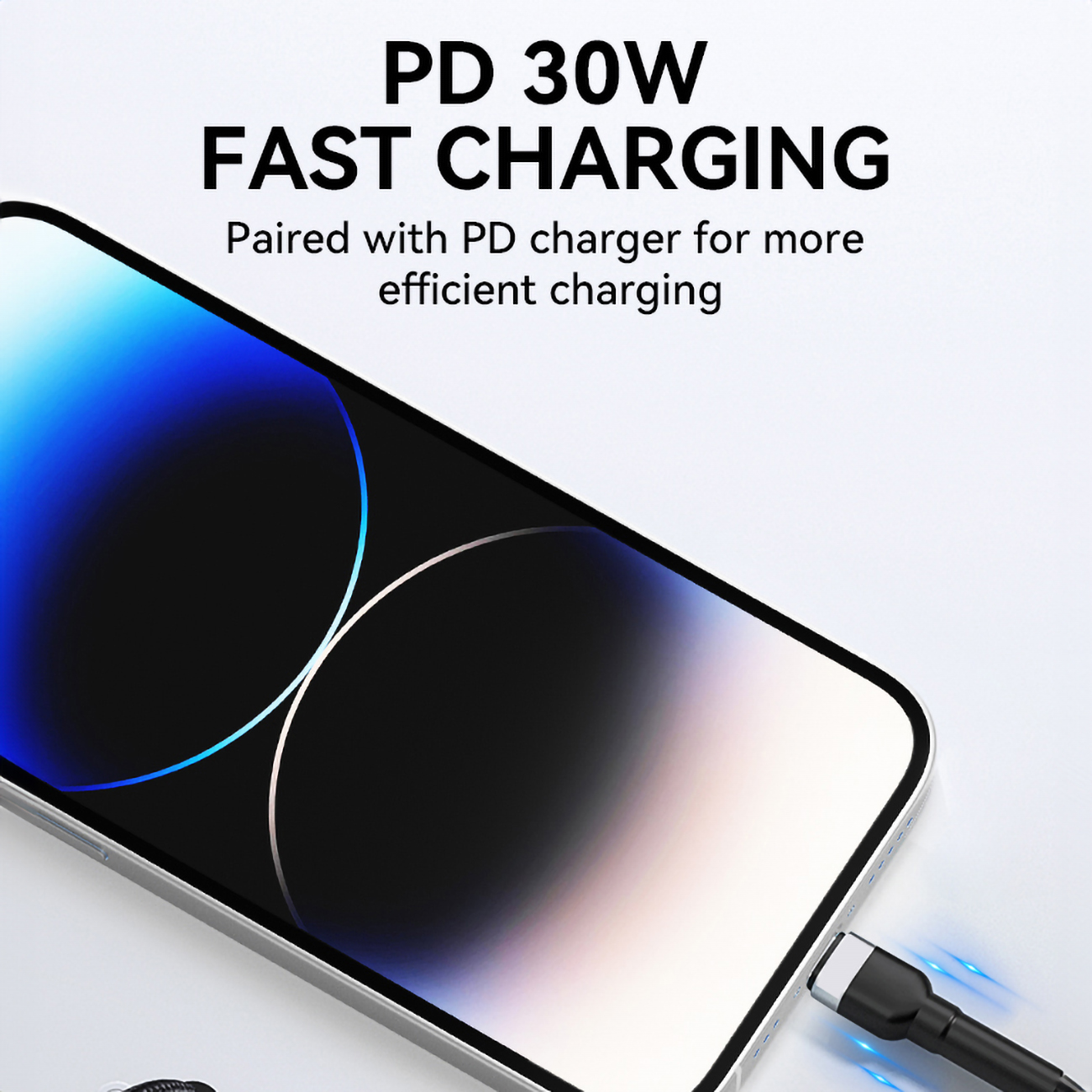 Kabel przewód do iPhone USB-C - Lightning PD 30W 1m czarny (7)