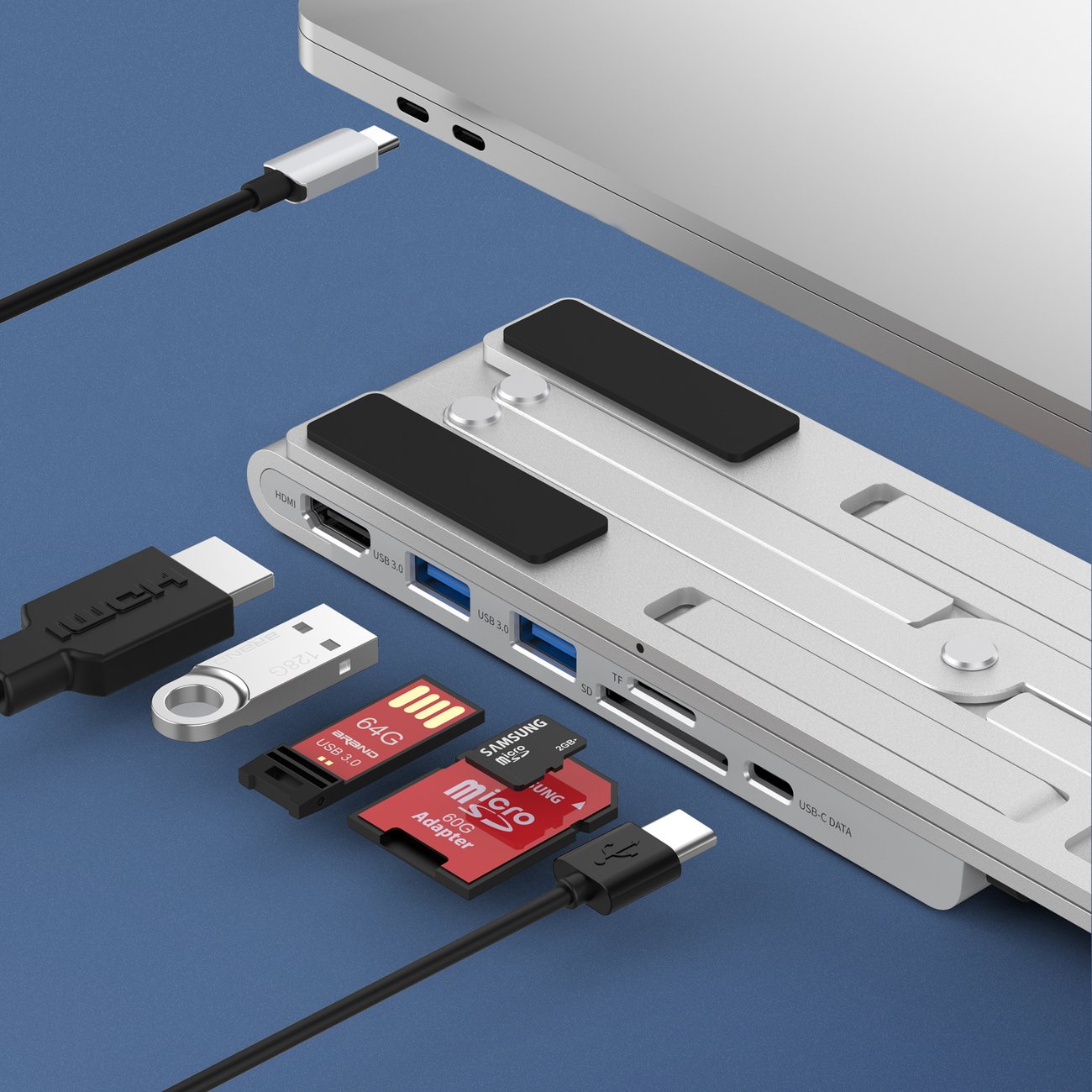 Podstawka stacja do laptopa PD USB-C HDMI 2xUSB-A 1xUSB-C 1xSD 1xTF czarny (7)
