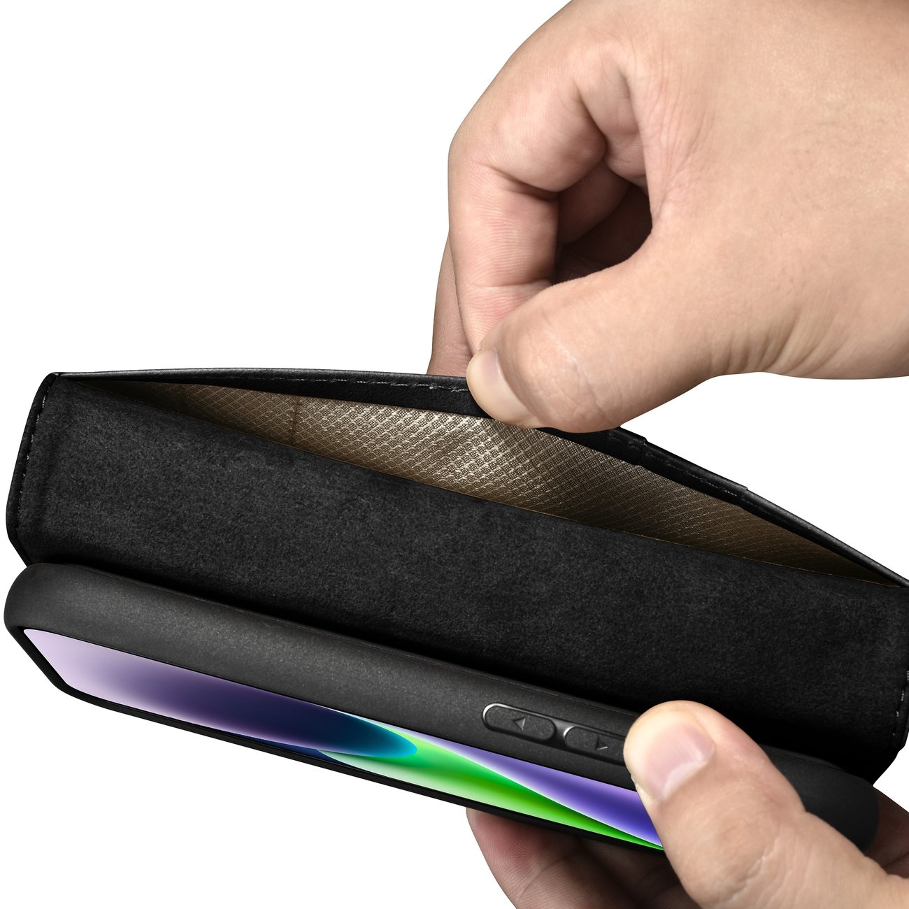 2w1 etui skórzany pokrowiec z klapką iPhone 14 Plus Anti-RFID Oil Wax Wallet Case czarny (10)