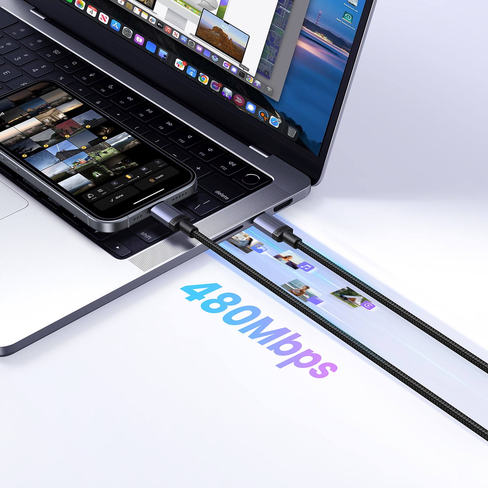 Kabel przewód USB-C PD 240W 0.5m - czarny (5)