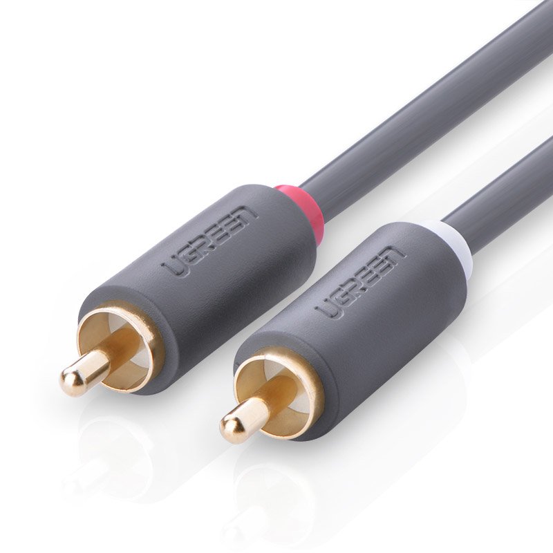 Kabel przewód stereo audio video 2 RCA 2x Cinch 5m szary (5)