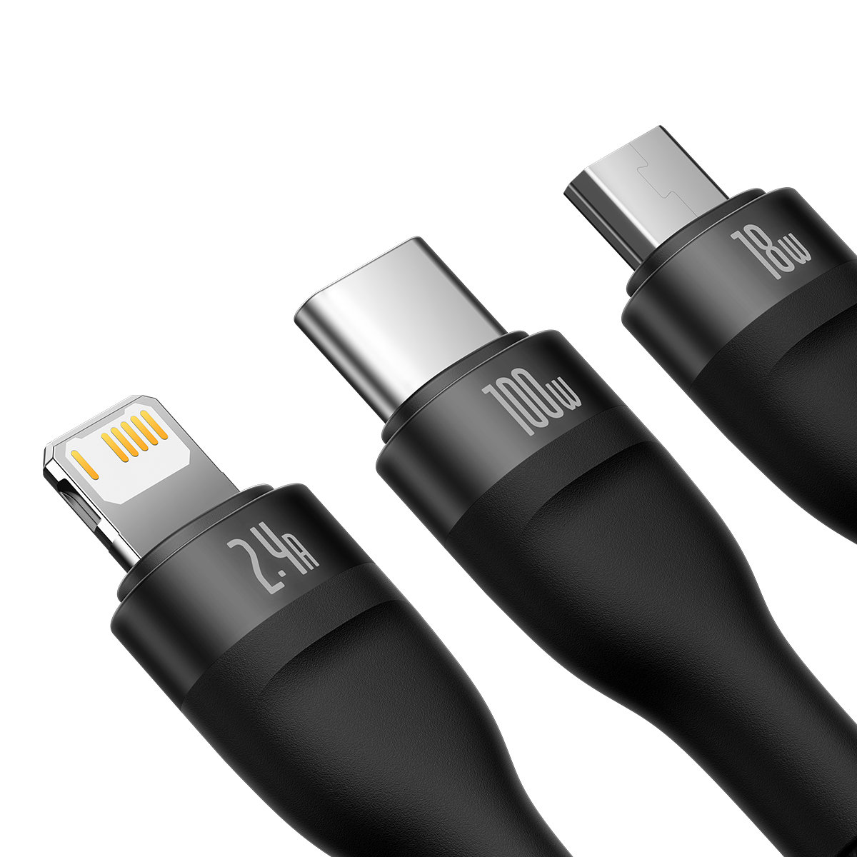 Kabel przewód 3w1 USB do USB-C / iPhone Lightning / micro USB 1.2m - czarny (3)