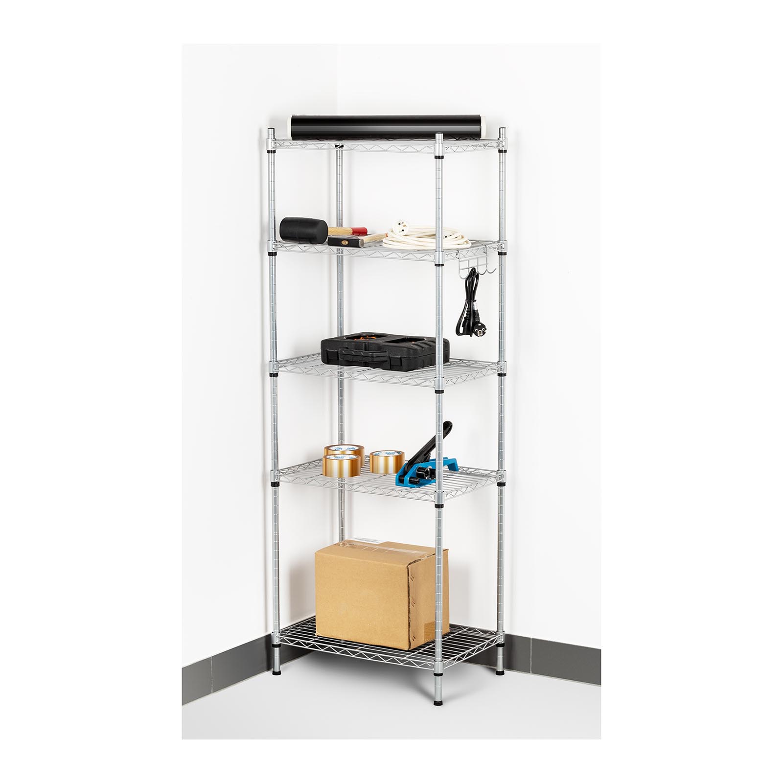 Regał magazynowy druciany ażurowy kolor szary 150x55x35cm do 150kg (7)