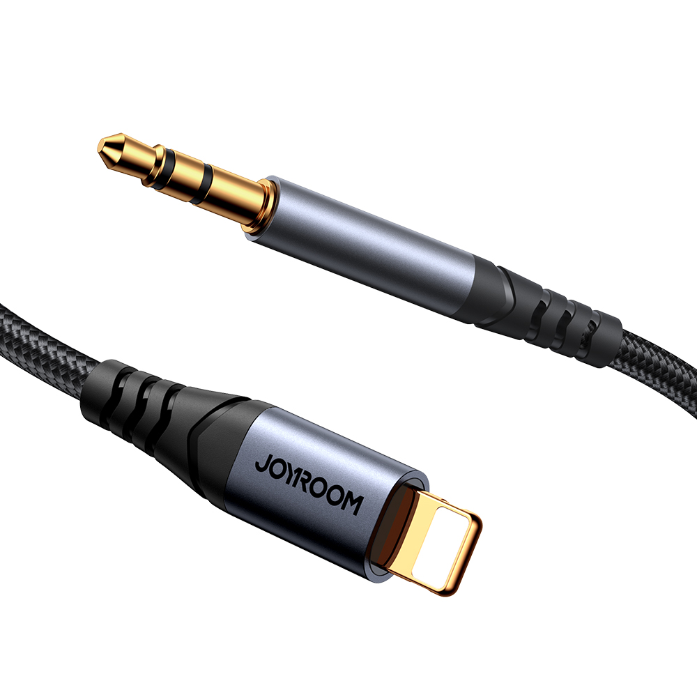 Kabel audio stereo do iPhone iPad AUX 3.5 mm mini jack - Lightning 1.2m czarny (6)