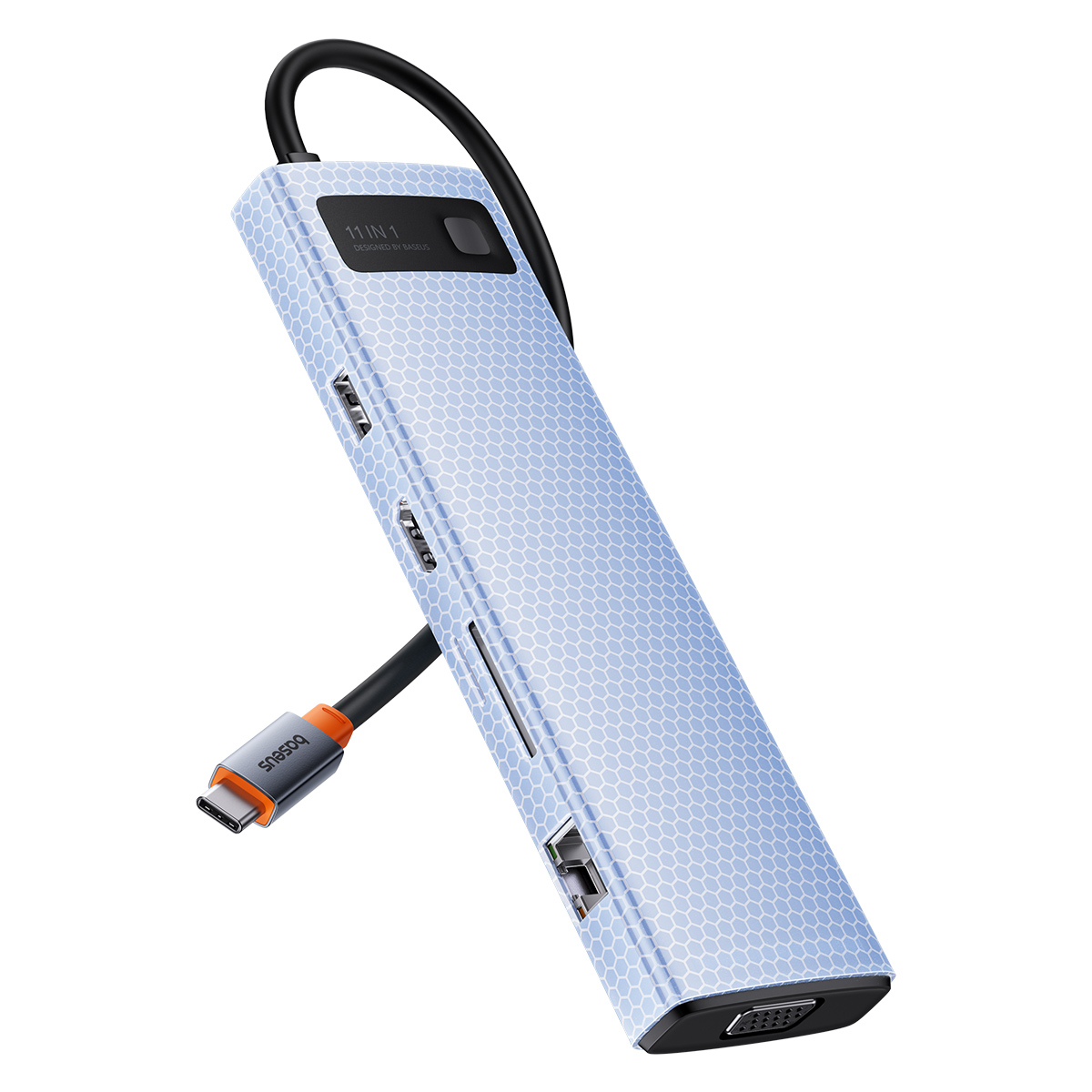 11w1 HUB adapter USB-C do USB-C PD 4x USB HDMI VGA AUX RJ45 SD TF szary (8)