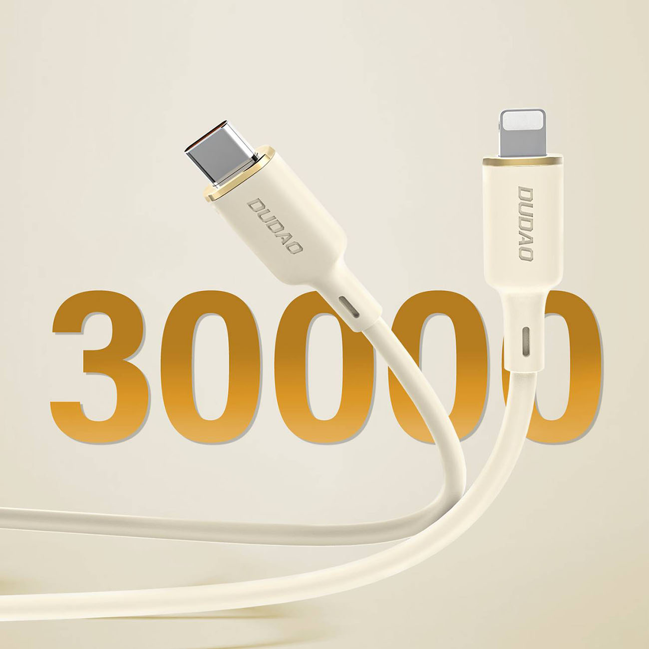 Kabel przewód wzmacniany SR do iPhone USB-C - Lightning 30W 1m beżowy (4)