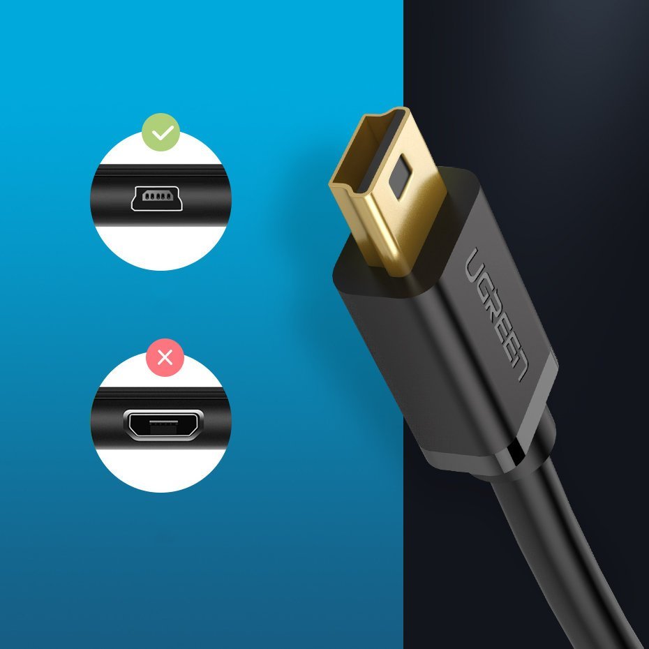 Kabel przewód USB - mini USB 480 Mbps 3m czarny (7)