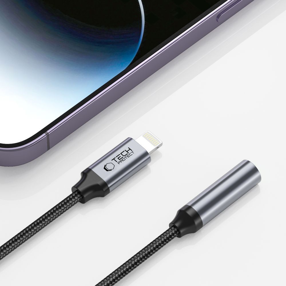 Adapter przejściówka iPhone Lightning - mini jack 3.5mm - czarny (3)