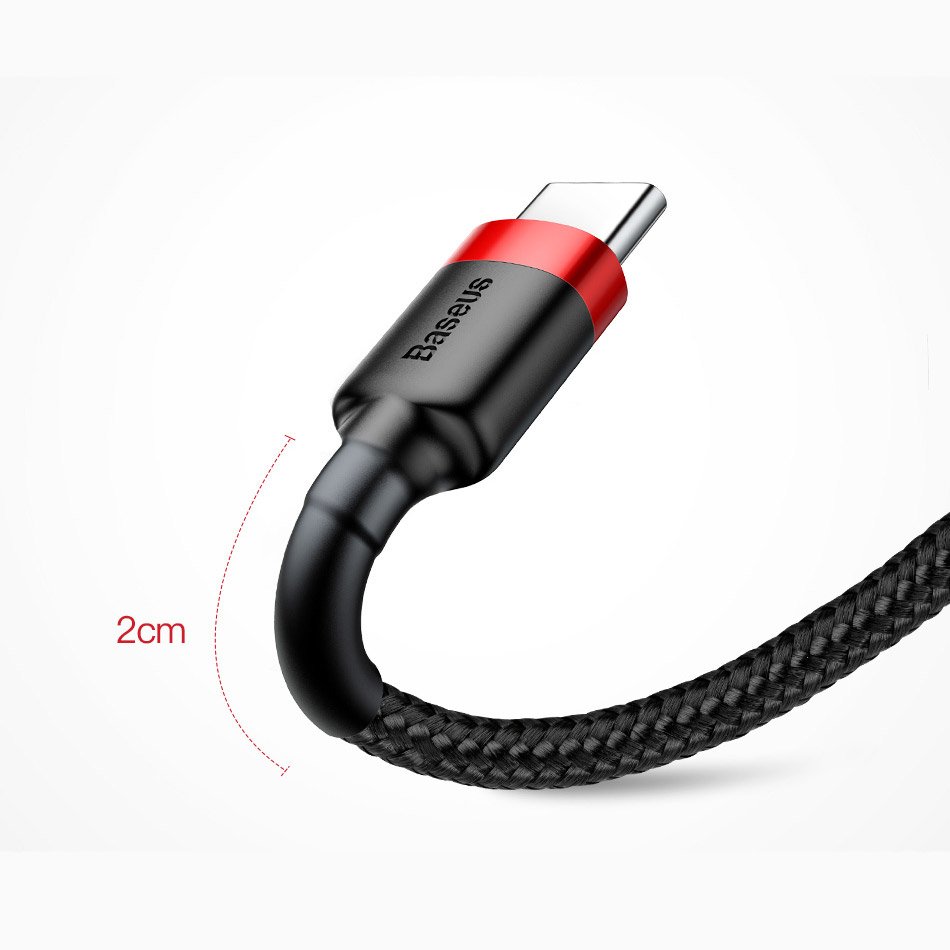 Wytrzymały nylonowy kabel przewód USB USB-C QC3.0 2A 3M czarno-czerwony (10)