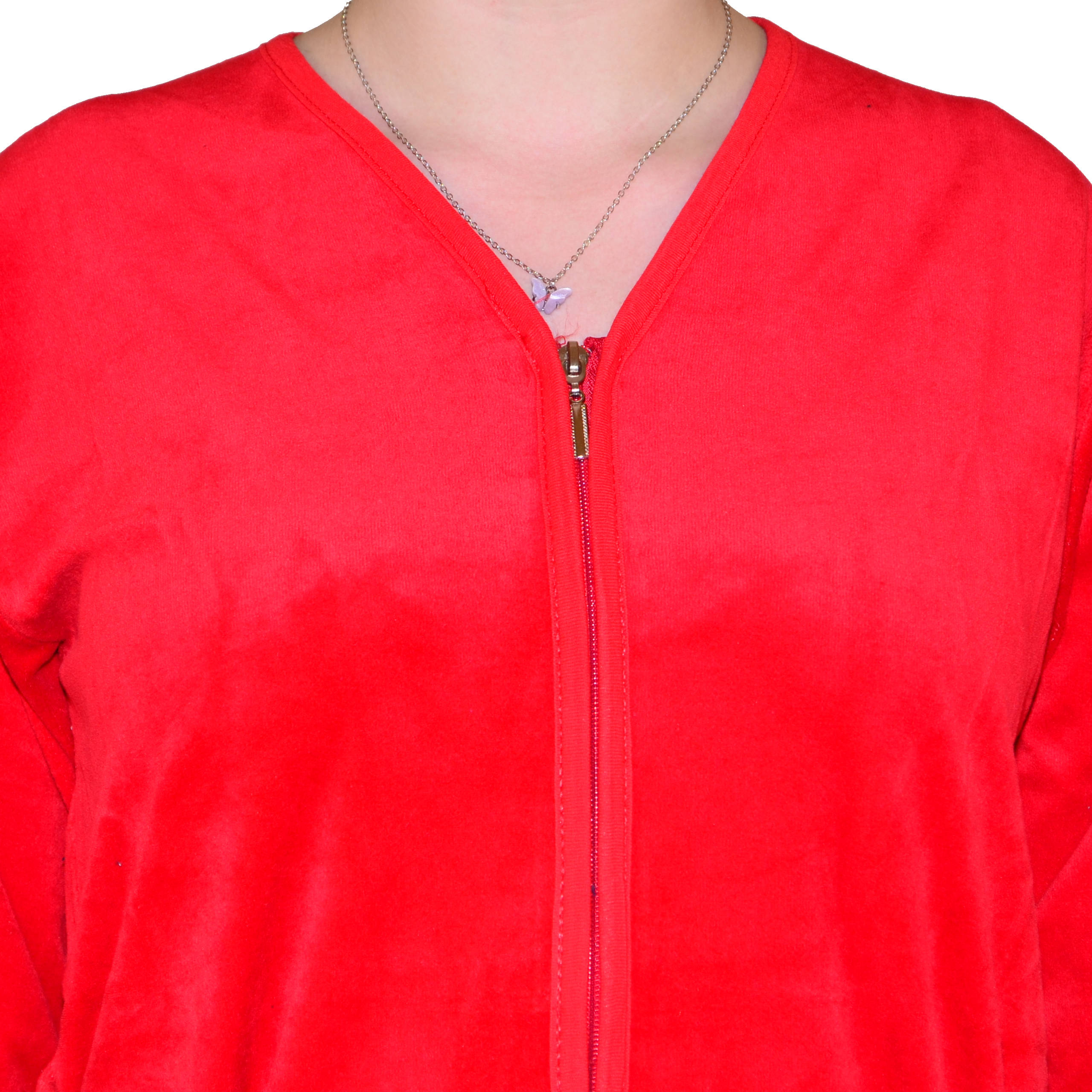 Ciepły bawełniany szlafrok podomka welurowa Rozmiar: 4XL, Kolor: Czerwony