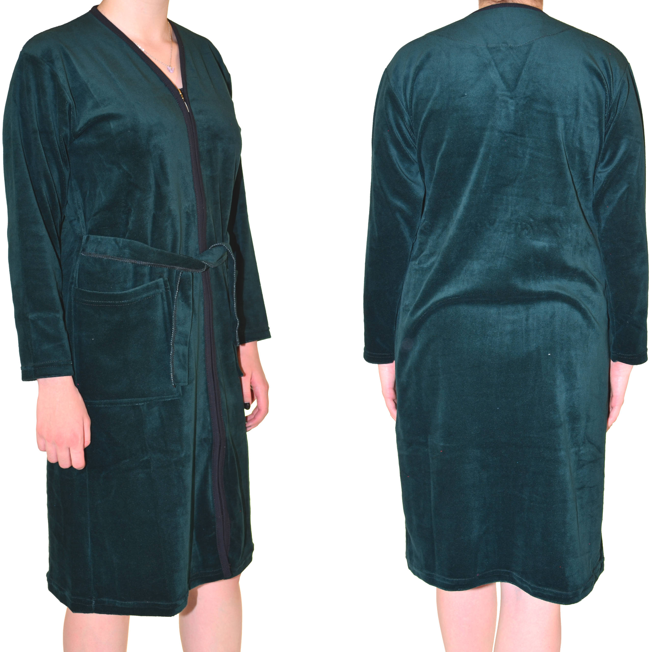 Ciepły bawełniany szlafrok podomka welurowa Rozmiar: 4XL, Kolor: Zielony