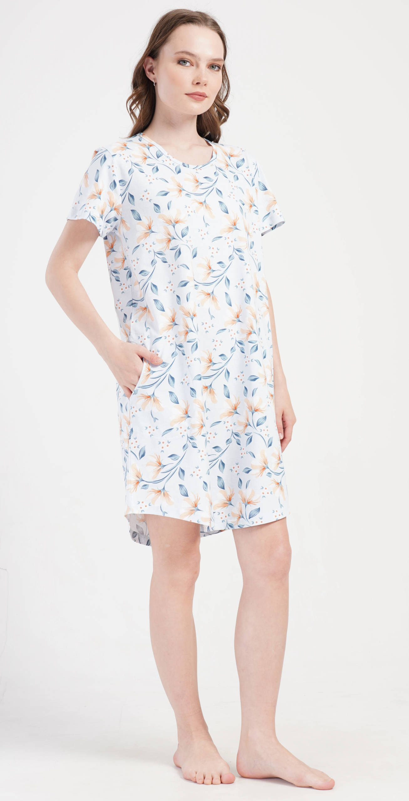 Bawełniana koszula z kieszeniami nocna nadwymiar czysta bawełna size++ Rozmiar: 5XL