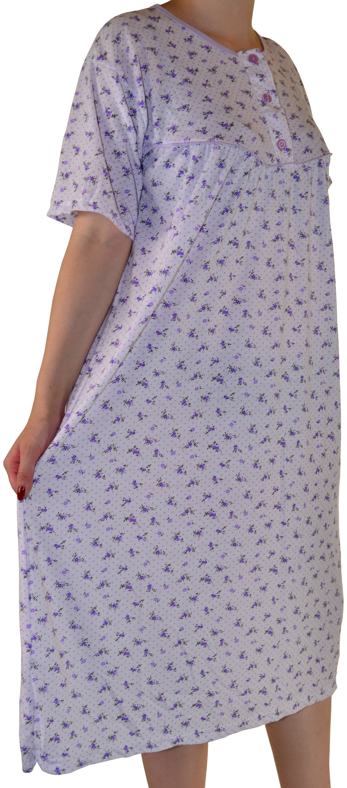 Klasyczna koszula nocna nocna duży rozmiar czysta bawełna jakość size ++ Kolor: fioletowy