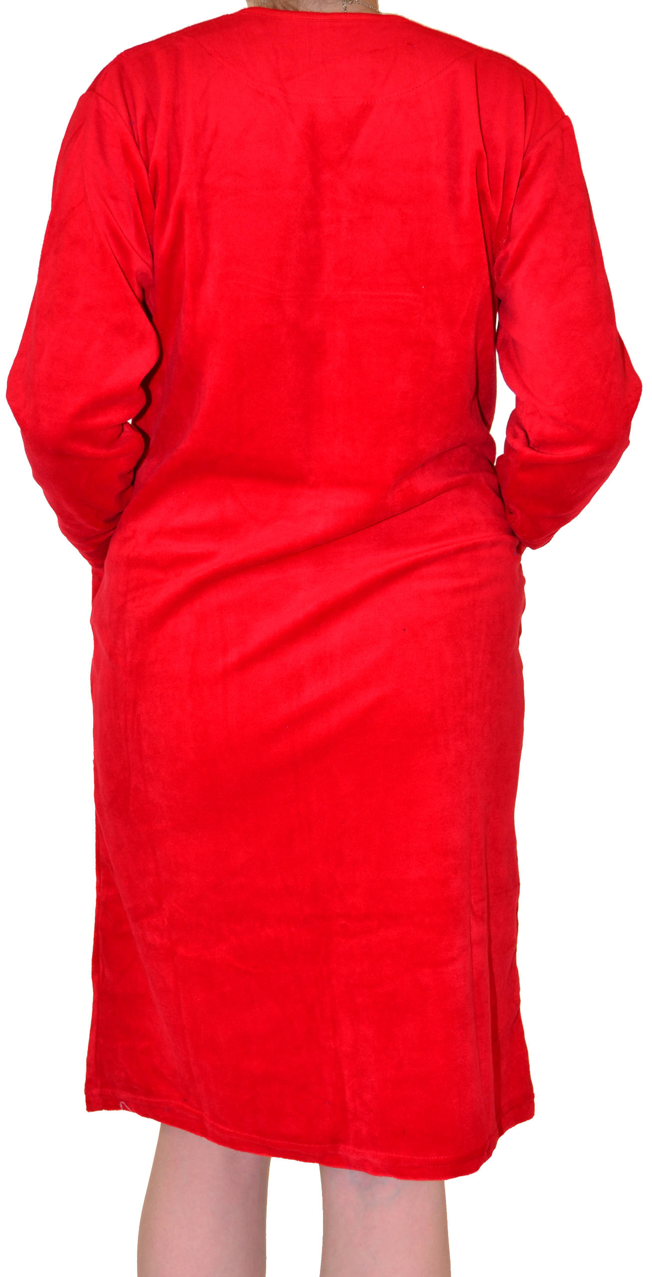 Ciepły bawełniany szlafrok podomka welurowa Rozmiar: 4XL, Kolor: Czerwony