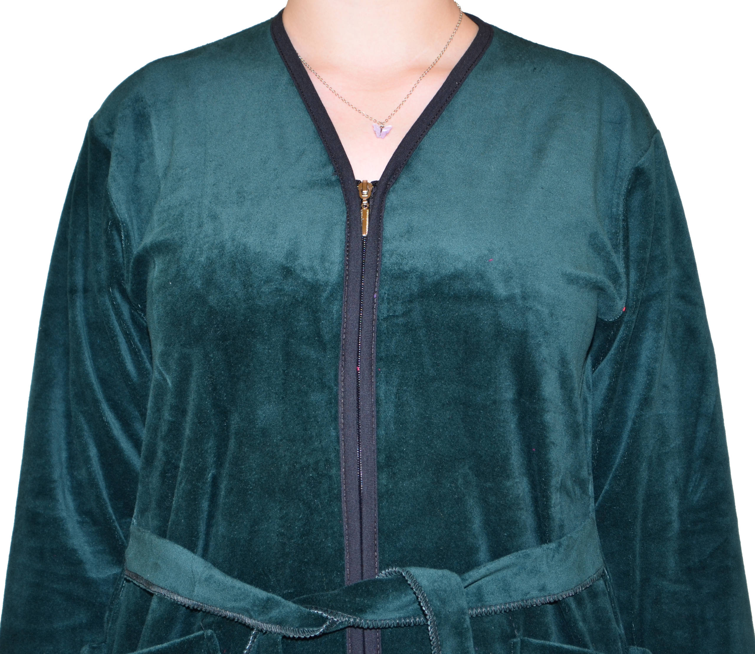 Ciepły bawełniany szlafrok podomka welurowa Rozmiar: 4XL, Kolor: Zielony