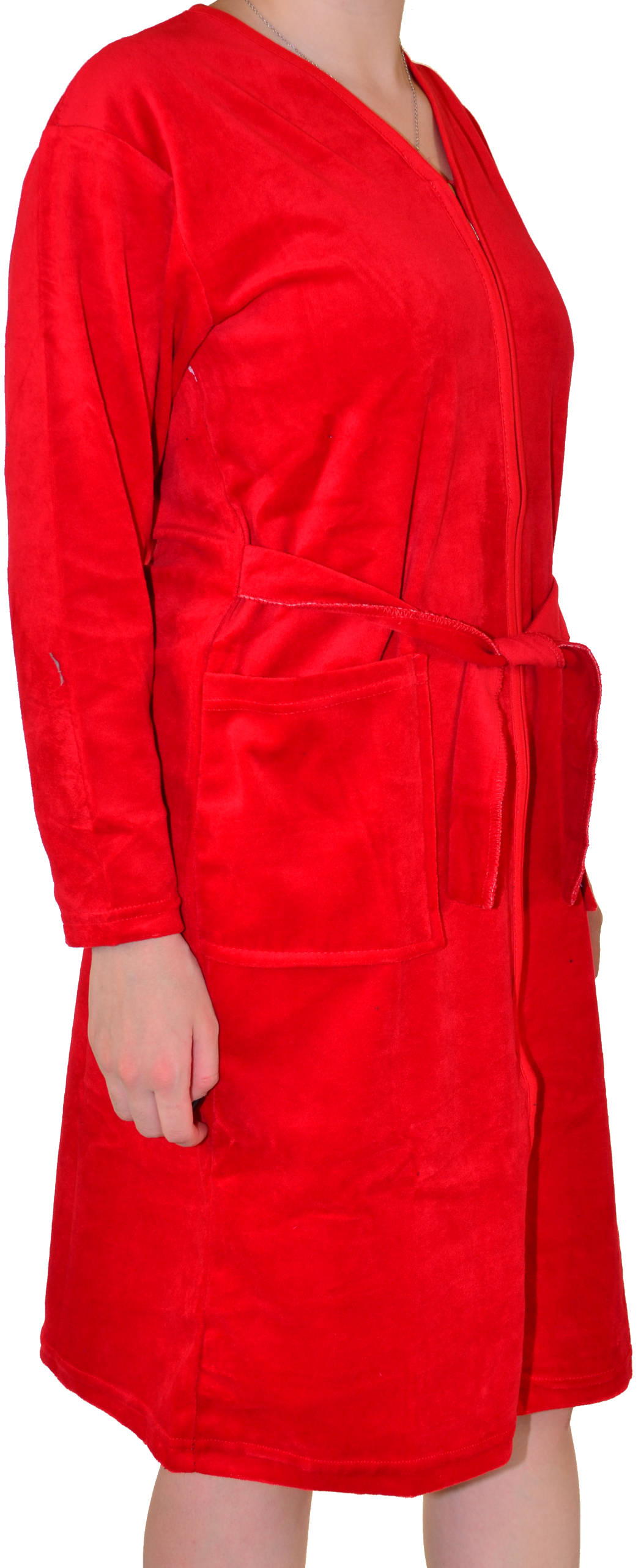 Ciepły bawełniany szlafrok podomka welurowa Rozmiar: 4XL, Kolor: Czerwony