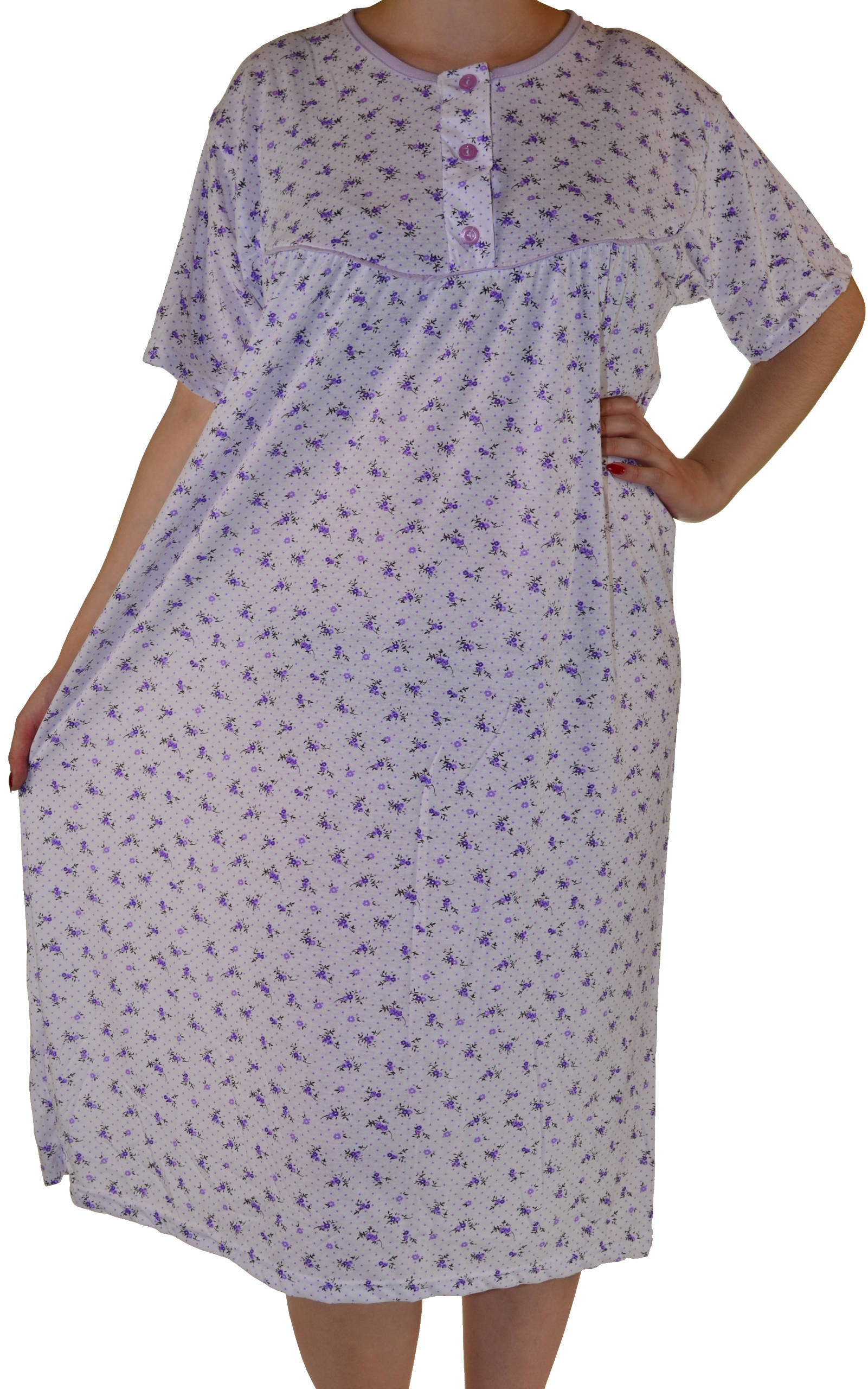 Klasyczna koszula nocna nocna duży rozmiar czysta bawełna jakość size ++ Kolor: fioletowy