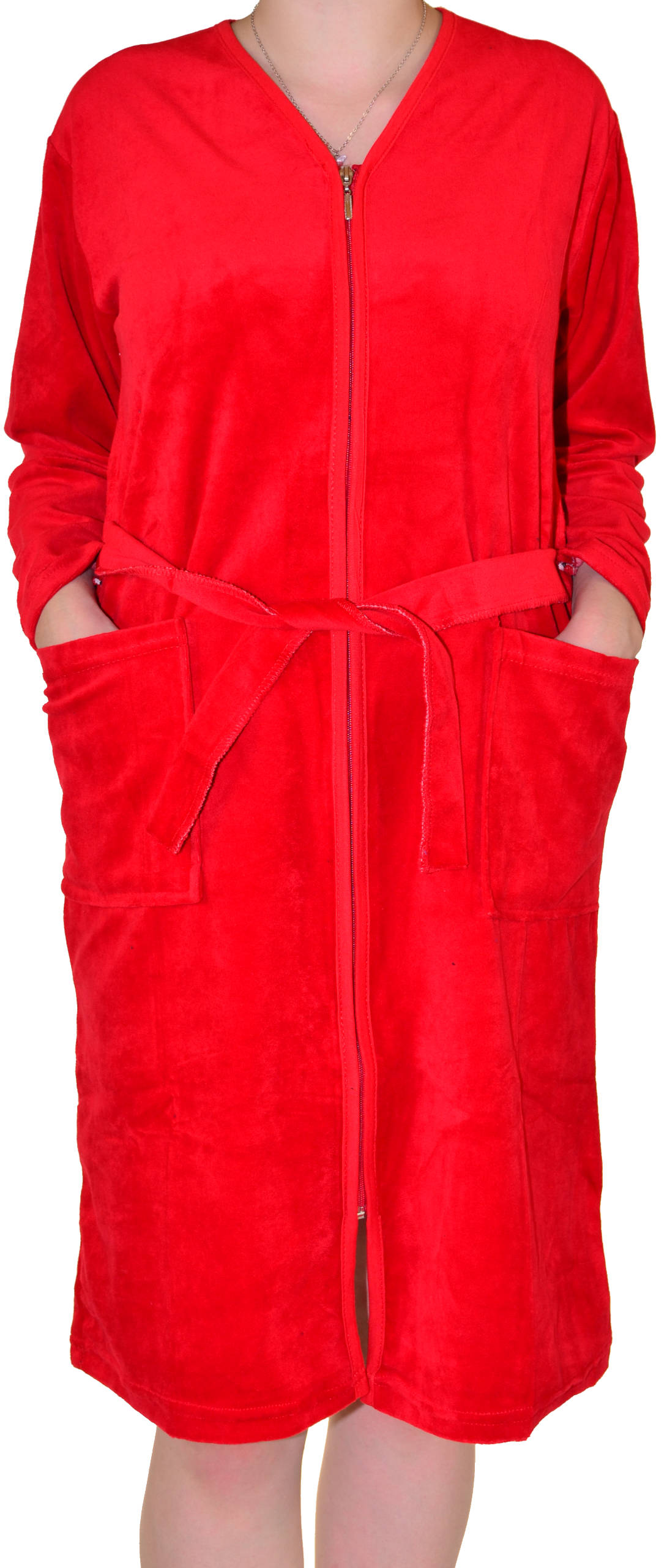 Ciepły bawełniany szlafrok podomka welurowa Rozmiar: 4XL, Kolor: Czerwony