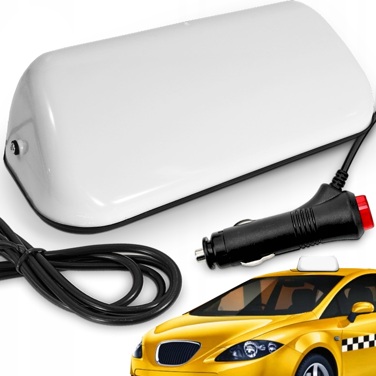 LAMPA TAXI LED BIAŁA KOGUT SYGNALIZATOR GAPA NA MAGNES Z WTYCZKĄ