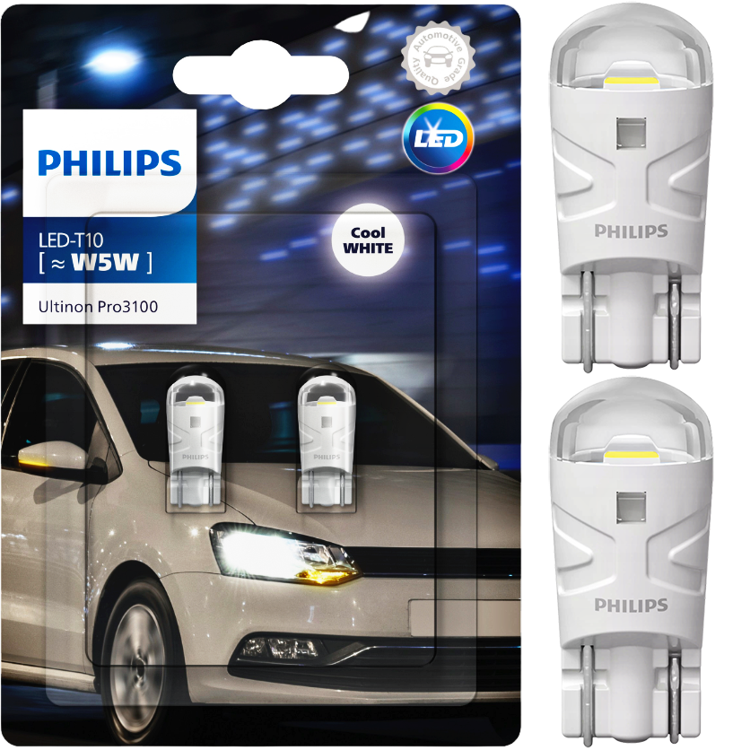 MOCNE ŻARÓWKI LED PHILIPS Ultinon Pro3100 W5W T10 5W5 6500K 12V W2.1x9.5d