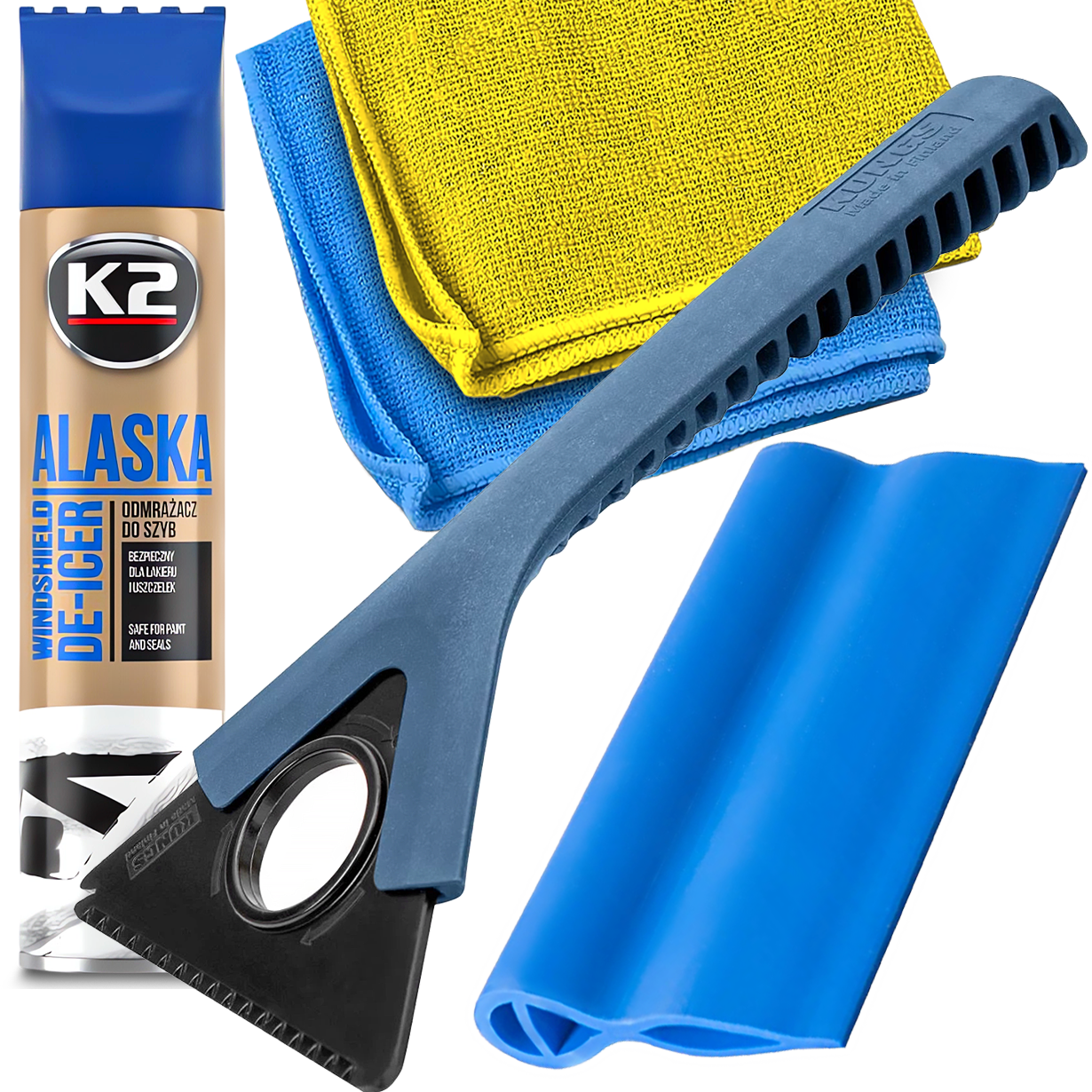 SKROBACZKA DO SZYB KUNGS ŚCIĄGACZKA DO WODY PARY 2X MIKROFIBRA ODMRAŻACZ