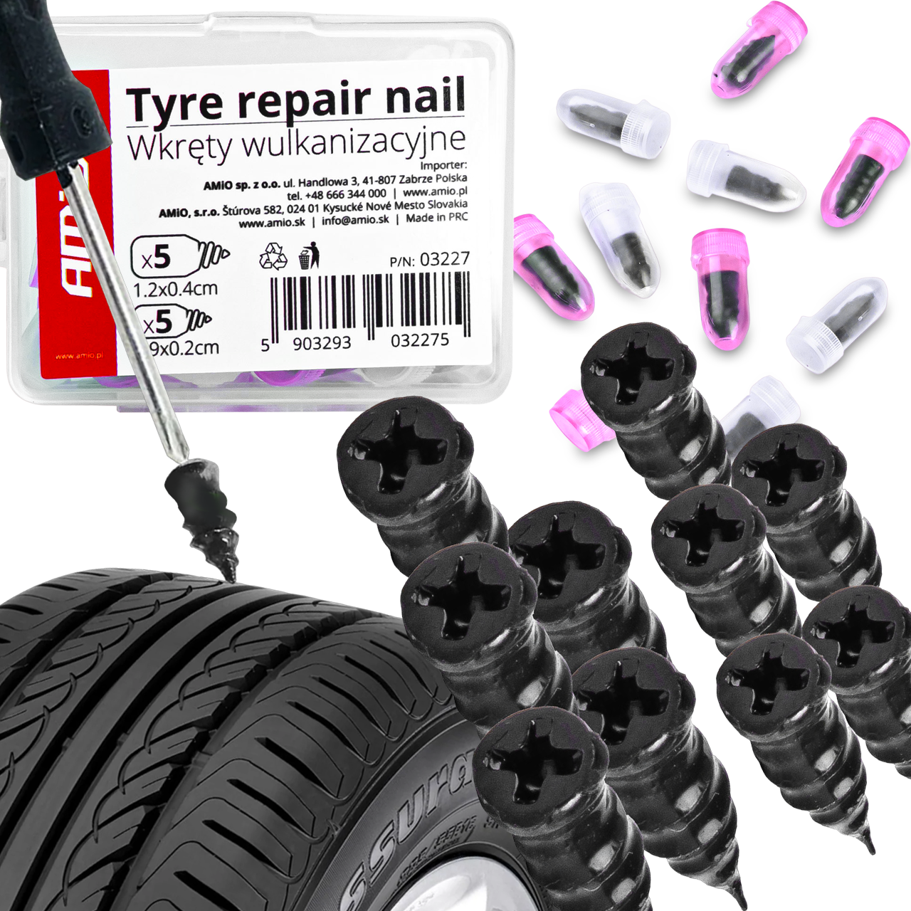 USZCZELNIACZ OPON ZESTAW NAPRAWCZY WKRĘTY WULKANIZACYJNE TRÓJKĄT KAMIZELKA