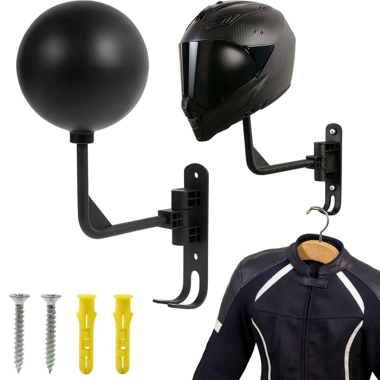 UCHWYT WIESZAK OBROTOWY NA KASK HEŁM MOTOCYKLOWY ROWEROWY CZARNY KULA
