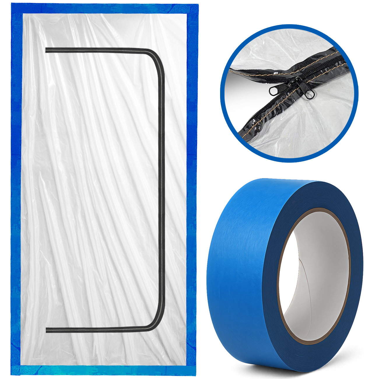 KURTYNA PRZECIWPYŁOWA DRZWI REMONTOWE BUDOWLANE Z  ZAMKIEM +TAŚMA NIEBIESKA