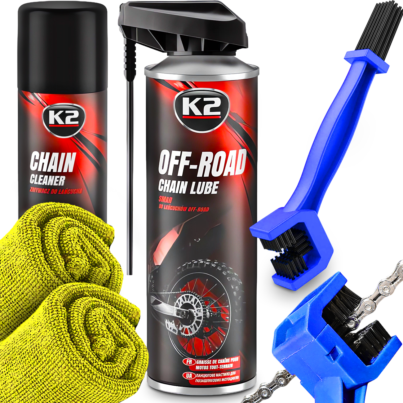 K2 Smar Zmywacz Do Łańcucha Rowerowego Motocyklowego Szczotka Mikrofibra