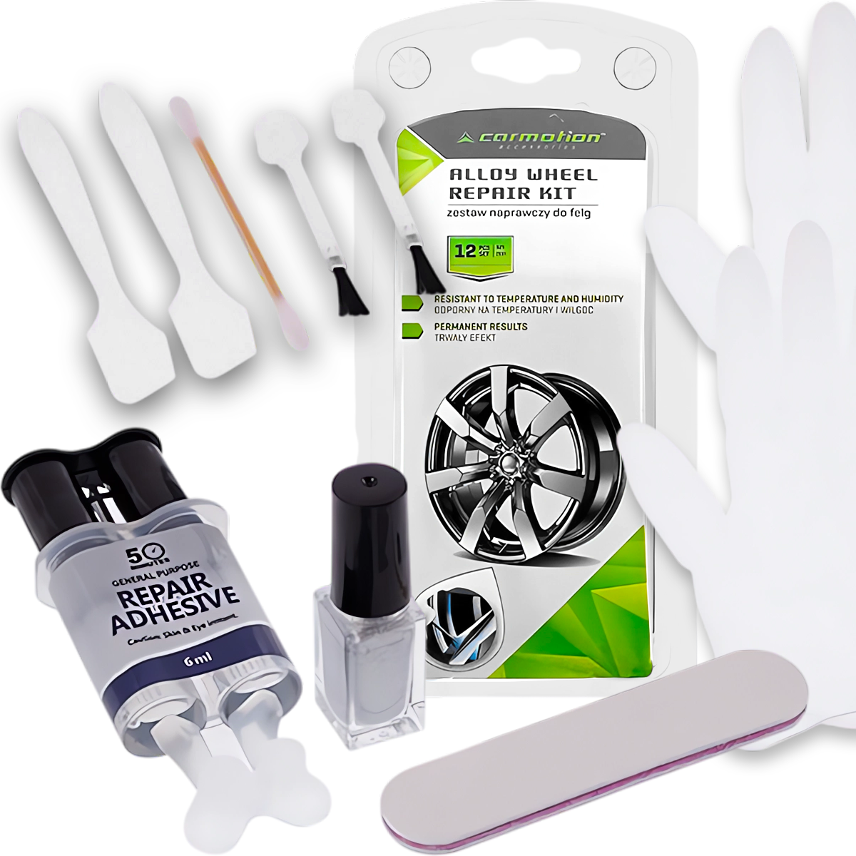 Zestaw Naprawczy Do Felg Aluminiowych Naprawa Ubytków Rys Uszkodzeń 12el.