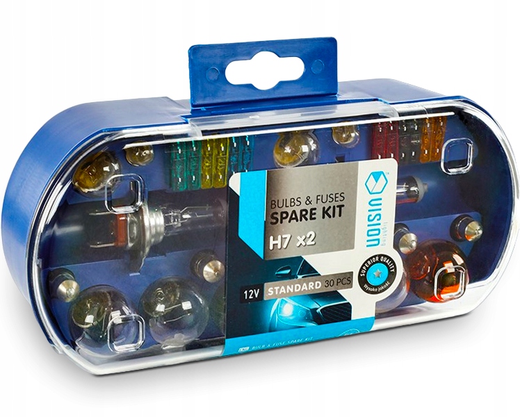 ZESTAW ZASOBNIK KOMPLET ŻARÓWEK ZAPASOWYCH 2x H7 12V + BEZPIECZNIKI 30 ELEM