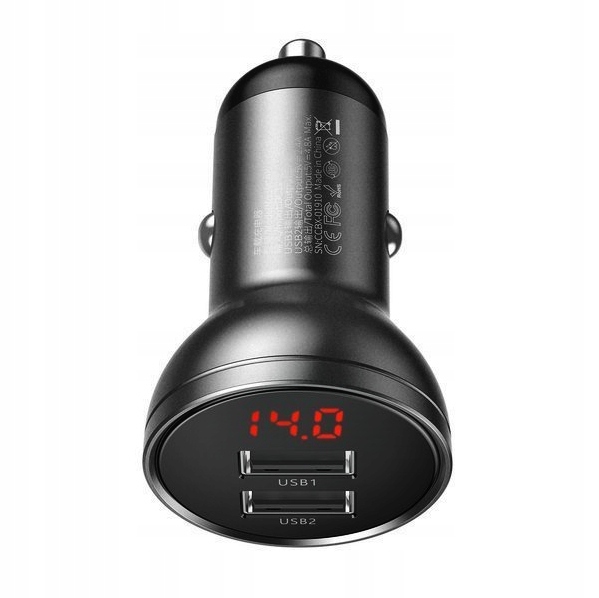 ŁADOWARKA SAMOCHODOWA VOLTOMIERZ 2xUSB LCD 12/24V