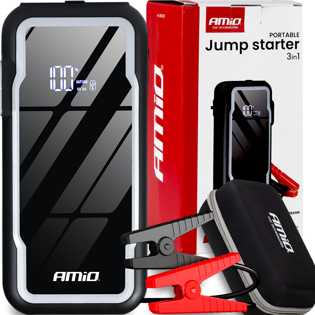 URZĄDZENIE ROZRUCHOWE 3w1 BOOSTER POWERBANK LATARKA LED 12V 12AH 1600A