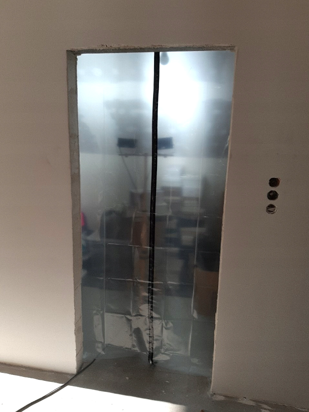 KURTYNA PRZECIWPYŁOWA DRZWI REMONTOWE BUDOWLANE Z ZAMKIEM +TAŚMA NIEBIESKA