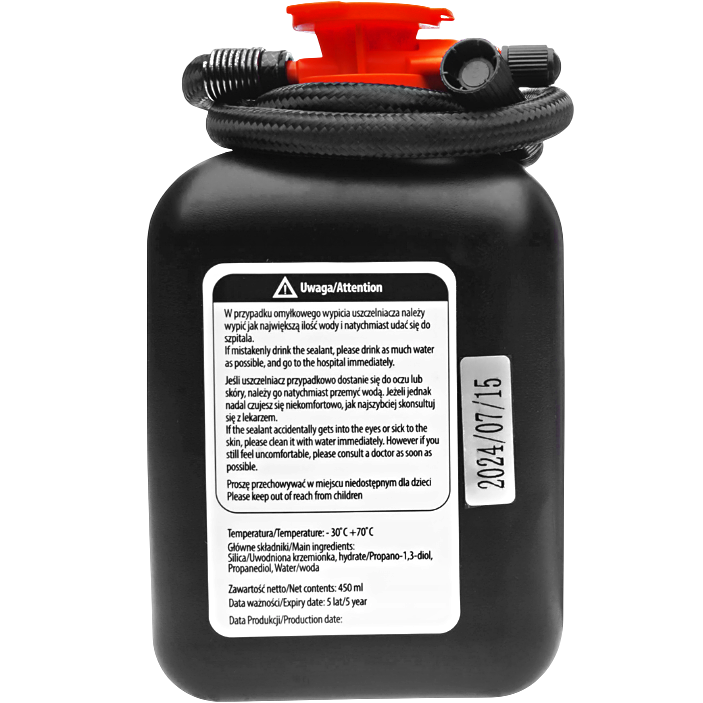 ZESTAW NAPRAWCZY DO OPON KÓŁ PŁYNNA DOJAZDÓWKA USZCZELNIACZ 450ml KOMPRESOR