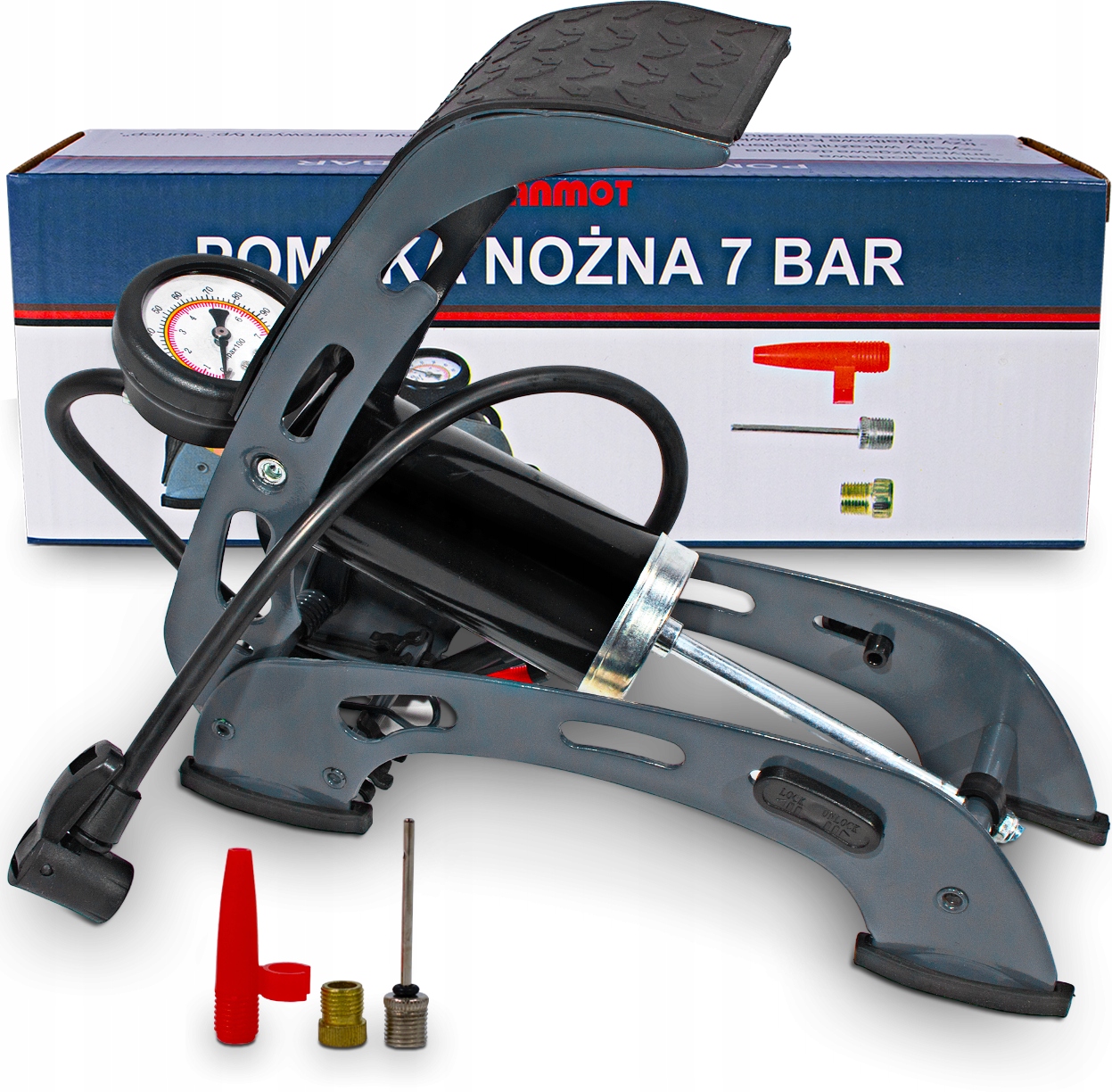 POMPKA NOŻNA SAMOCHODOWA ROWEROWA Z MANOMETREM