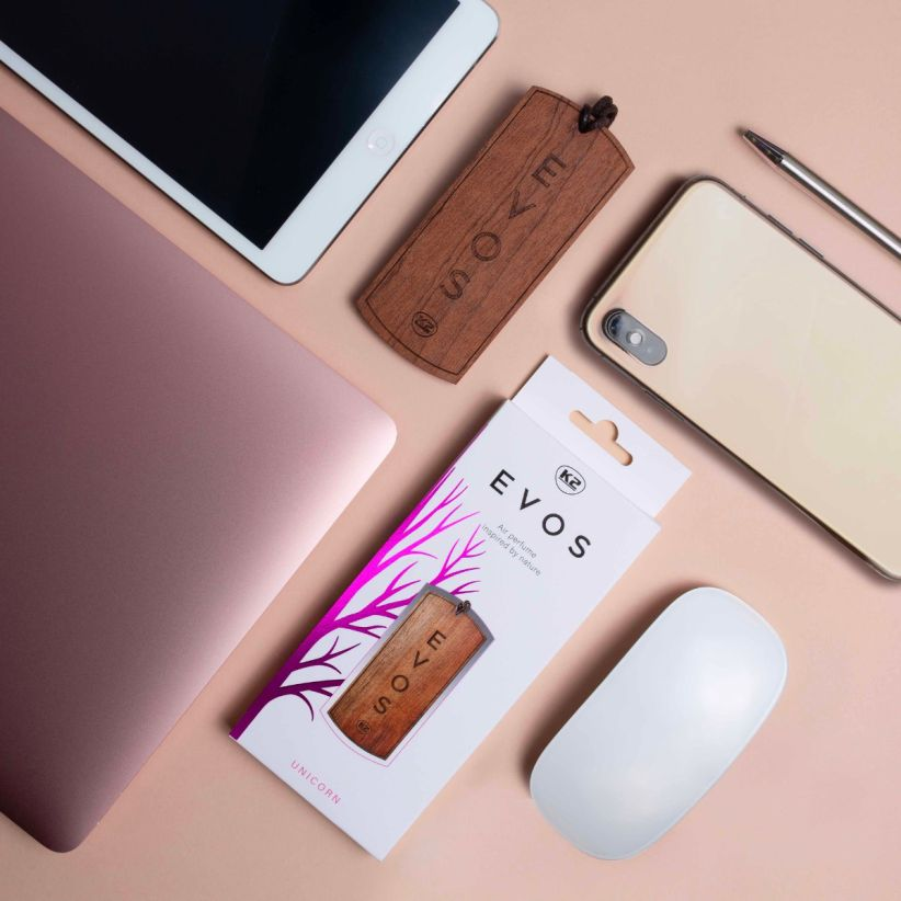 ZESTAW UPOMINKOWY K2 EVOS UNICORN ZAPACH DO SAMOCHODU PERFUMY TORBA PREZENT