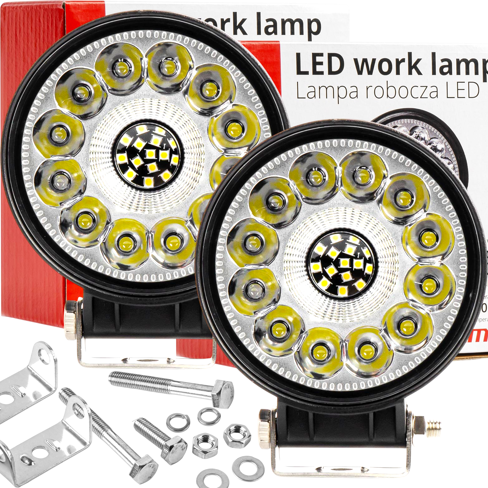 2X LAMPA ROBOCZA HALOGEN SZPERACZ LED 96W 9-36V 6500K 9600LM HOMOLOGACJA