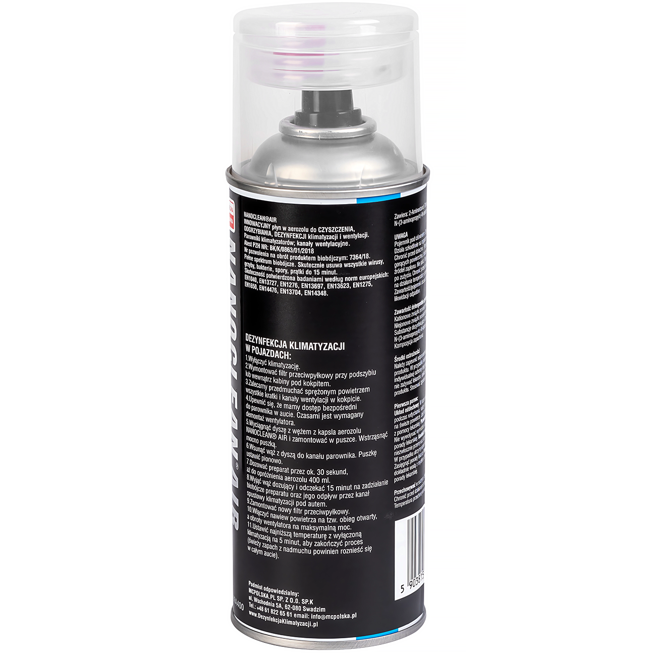 NANOCLEAN 400ML DO CZYSZCZENIA ODGRZYBIANIA KLIMATYZACJI BIOBÓJCZY ATEST