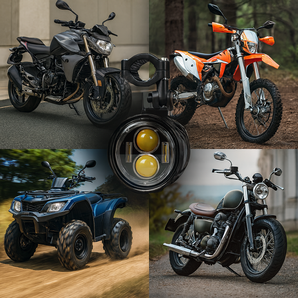 LAMPY MOTOCYKLOWE KRÓTKIE DŁUGIE HALOGENY DO MOTOCYKLA QUADÓW OFF ROADU