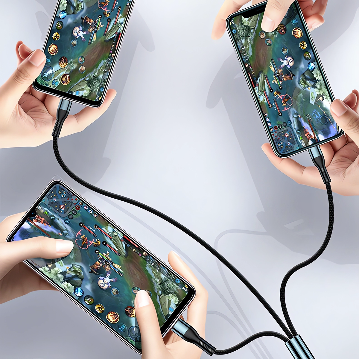 SZYBKA ŁADOWARKA SAMOCHODOWA 6X USB USB-C QC 3.0 KABEL USB 3W1 LIGHTNING