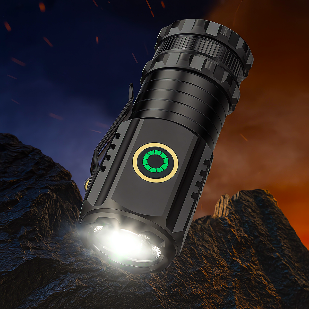 LATARKA TAKTYCZNA LED AKUMULATOROWA USB KLIPS MAGNES MOCNA DIODA 5 TRYBÓW