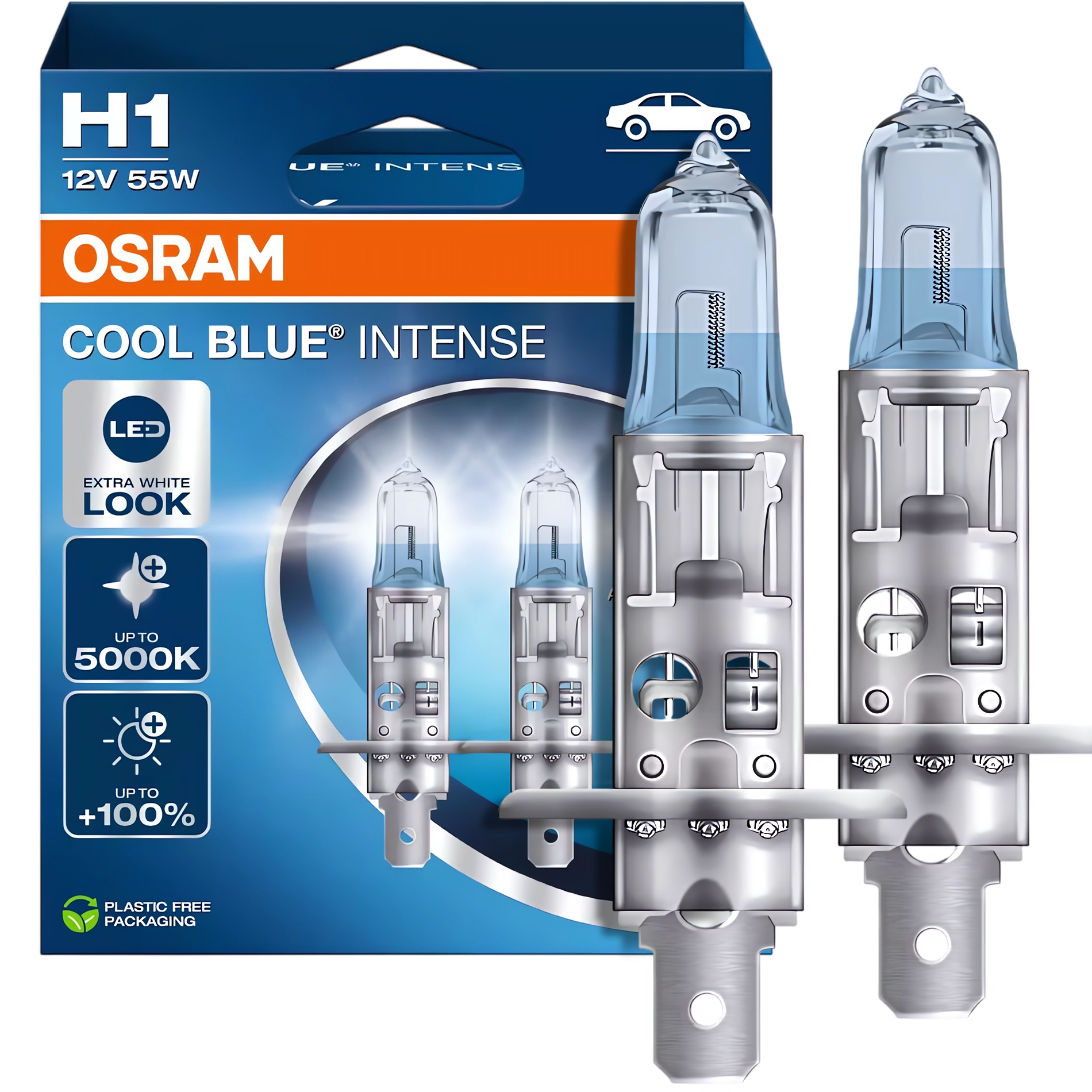 Żarówki H1 Osram Cool Blue Intense 5000K +100% Światła Biała Barwa