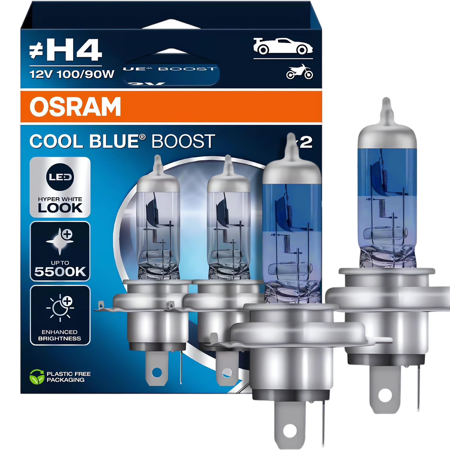ŻARÓWKI H4 OSRAM COOL BLUE BOOST NEXT 5500K BIAŁE