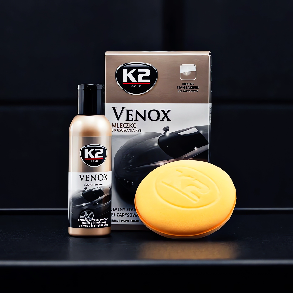 Środek Do Usuwania Rys Z Lakieru Samochodu Płyn Pasta Mleczko Aplikator K2