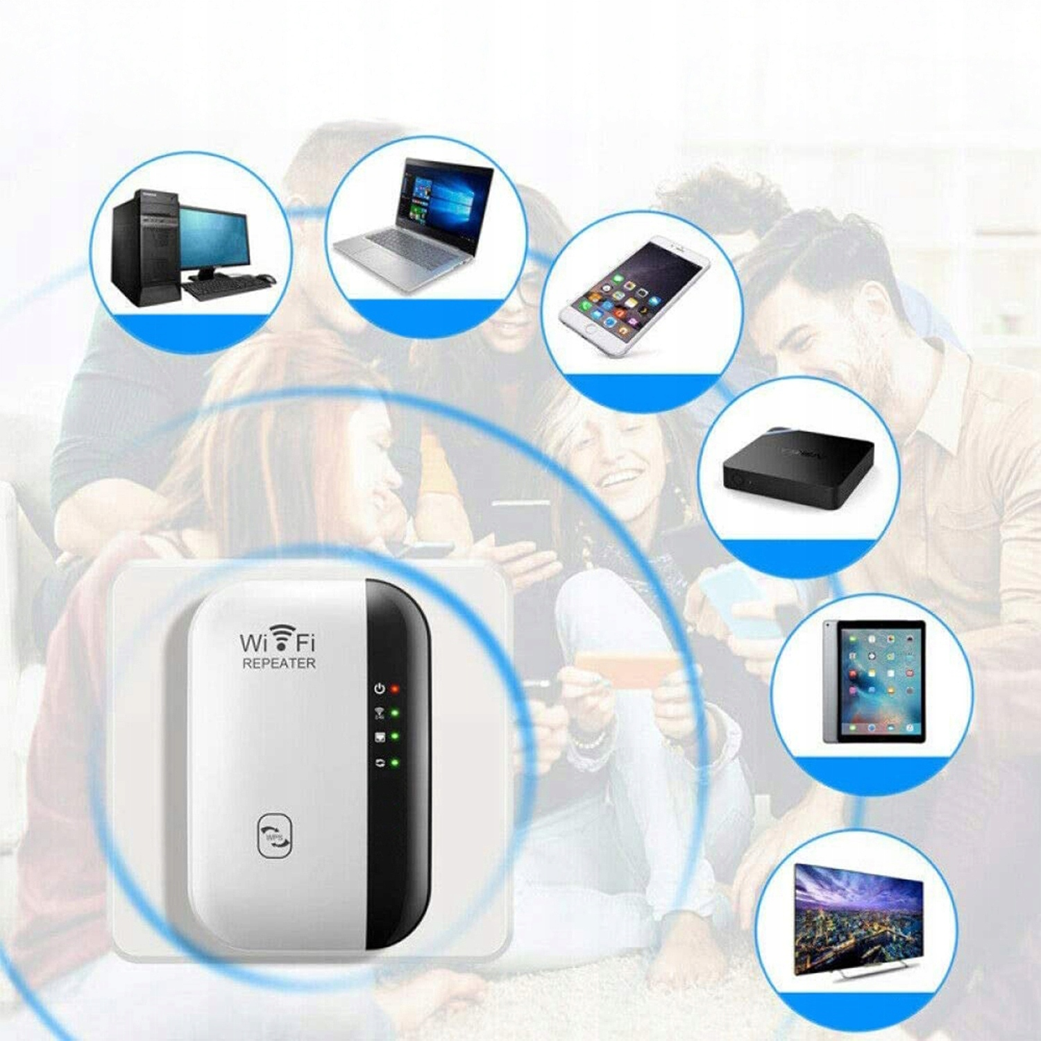 Wzmacniacz sygnału Wi-FI Mocny Repeater Access Point Router 300 Mb/s 2.4GHz