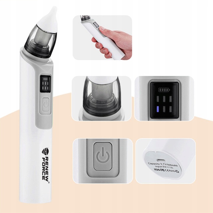 SPIRATOR DO NOSA USZU ELEKTRYCZNY ODKURZACZ ODCIĄGACZ KATARU REGULACJA MOC