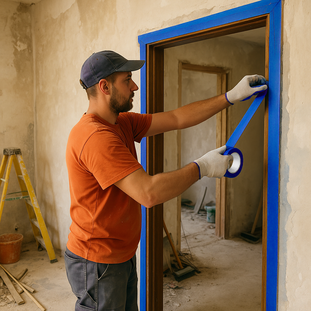 DRZWI REMONTOWE BUDOWLANE KURTYNA PRZECIWPYŁOWA Z ZAMKIEM FOLIA REMONT TAŚMA