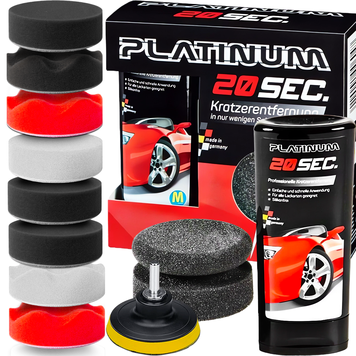 ZESTAW DO USUWANIA RYS ZARYSOWAŃ PASTA PLATINUM + ZESTAW GĄBEK POLERSKICH